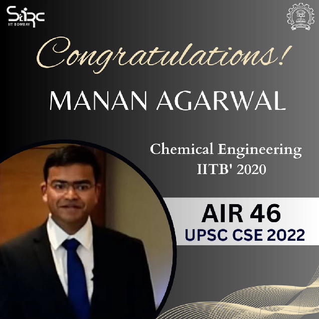 IIT Bombay Alumnus, Mr. Manan Agarwal, Secures All-India Rank 46 in the UPSC CSE 2022